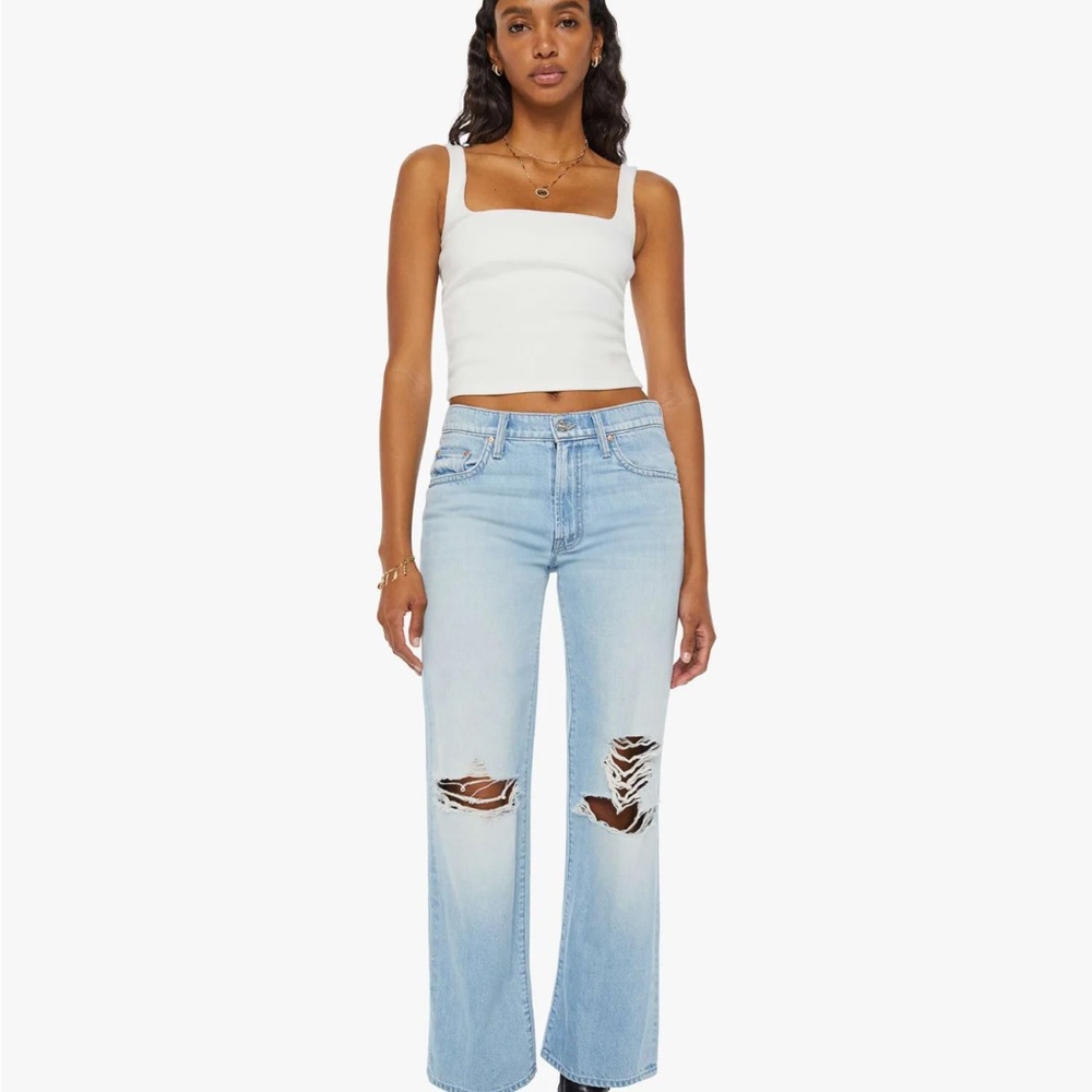 Light Blue Wide Leg Distressed Jeans